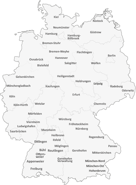 Deutschland-Karte mit Standorten